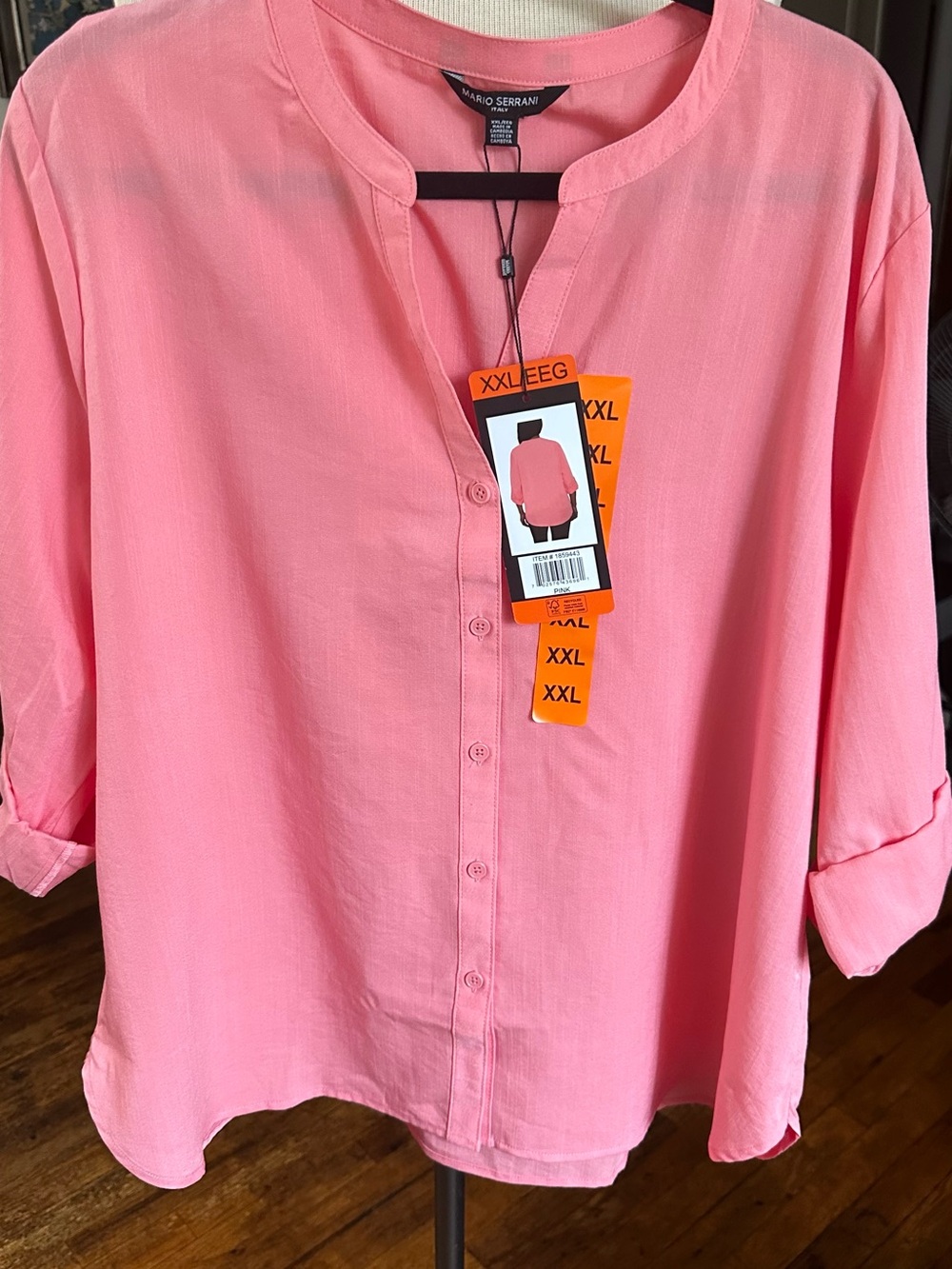 Mario Serrani Coral-Pink Button Front Blouse